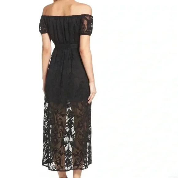 Bardot Black Off The Shoulders Lace Overlay Gracie Midi Dress Size 4 XS - Picture 4 of 9